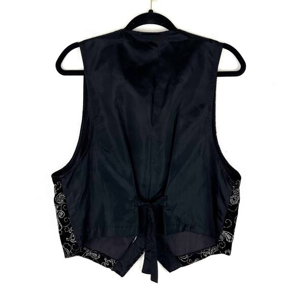Vintage Women’s Vest Velvet Paisley Waistcoat Metallic Sparkle Button LP - Picture 5 of 9